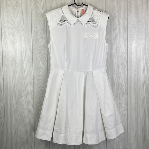 Self-Portrait Dresses & Skirts - Self Portrait Women Dress 6 White Mini Sleeveless Lace Wedding Summer Lace Pleat
